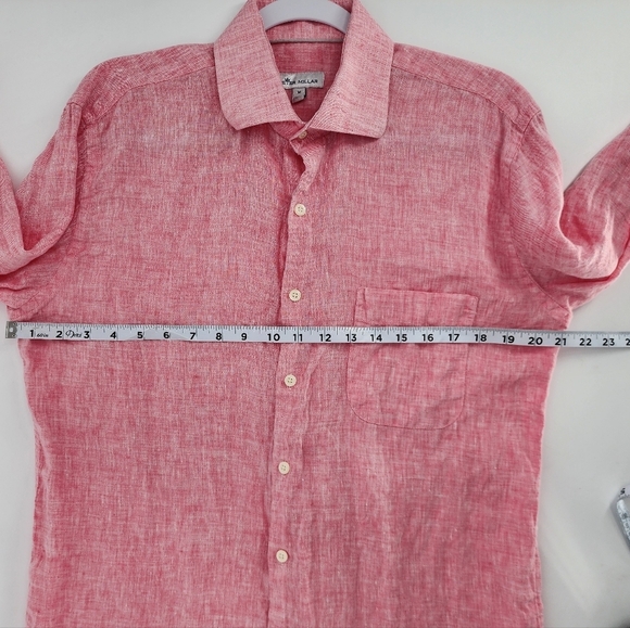 Peter Millar Long Sleeve Button Down Collared Shirt 100% Linen Medium - Picture 4 of 10